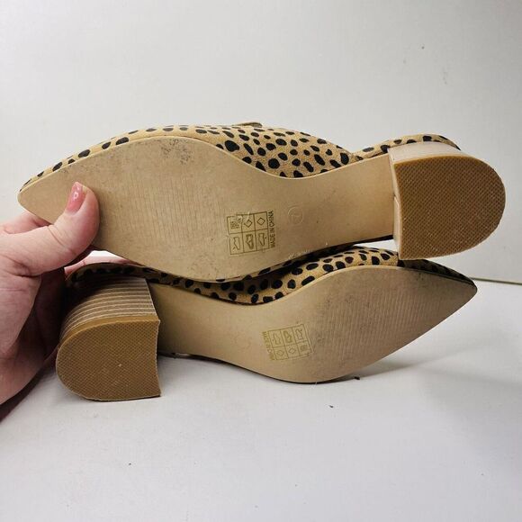 Queen George Womens Size 7 Leopard Print Heeled Sandals Mules Stacked Heel - Picture 8 of 8